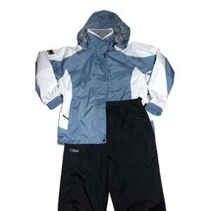 WETSKINS Waterproof Rain Suit: Blue/White Jacket + Black Pants